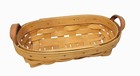 New ListingLongerberger Basket Small Long Rectangular Leather Handles Signed And Dated 1997