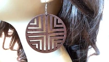 LARGE CIRCLE WOOD EARRINGS 2.75 INCH HOOP EARRINGS GEOMETRIC HOOPS