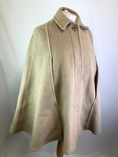Gloverall Women's Cape Coat, Long Vintage Beige Size M Wool Poncho Jacket