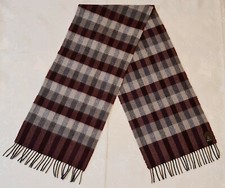 SCARF VINTAGE AUTHENTIC PLAID GRAY BLUE PURPLE LAMBSWOOL LONG MENS FRINGE