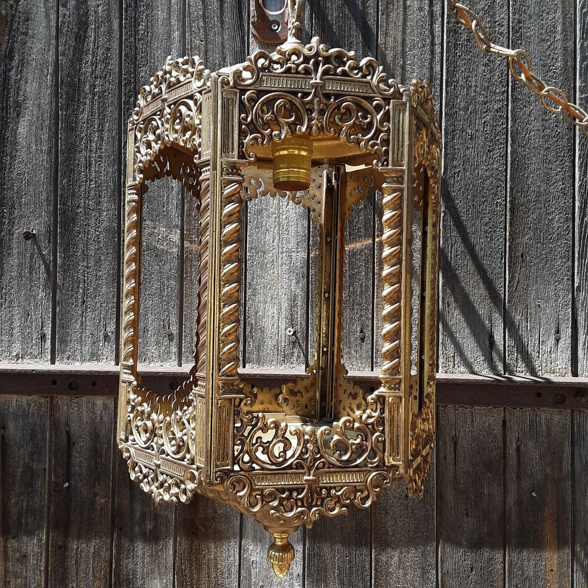 Vintage Brass Hanging Light 6 Panel GIM 3056 | eBay Vintage Brass Hanging Light 6 Panel GIM 3056 | eBay