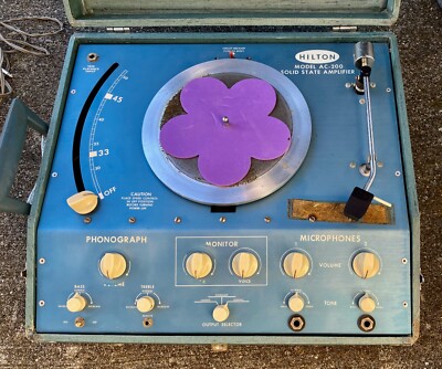 1968 Hilton AC-200 Amplifier Variable Speed Phonograph Square Dance Teacher
