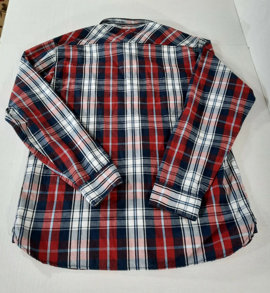 Camisa Levis LS a Cuadros con Botones Bolsillos Rojo Pestaña Logo Hombres XL Roja Azul Marino Blanco Foto 3 de 4