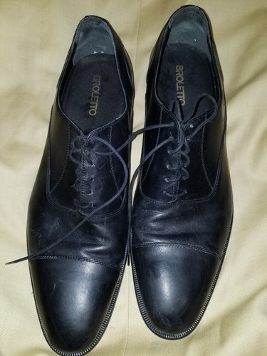 ITALY MEN BLACK LEATHER SHOES 