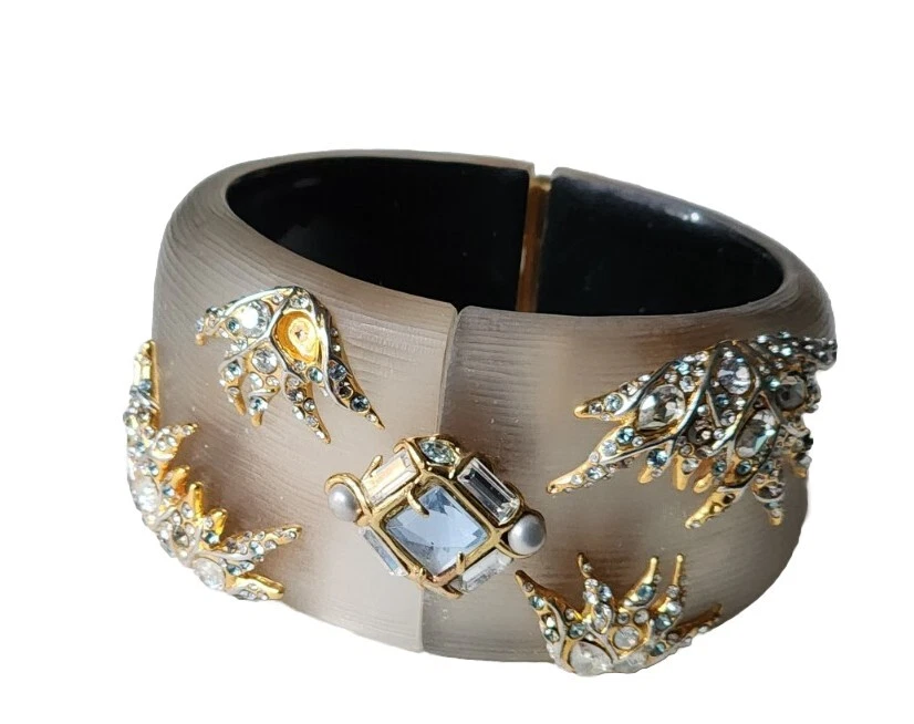 ALEXIS BITTAR широкий цветочный люцит искусственного жемчуга кристалл браслет WomenJewelry