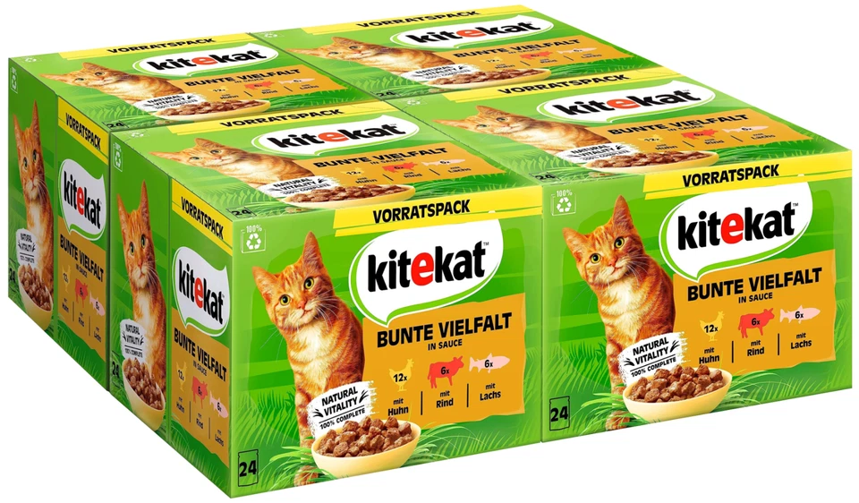KiteKat 96 x 85g Adult Katzenfutter Nass Bunte Vielfalt in Sauce - Bild 2 von 4