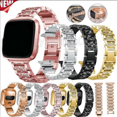 Für Fitbit Versa 2/ Versa Lite Edelstahl Metall Armband Kristall Uhrenarmband