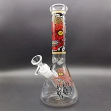 10inch Smoking Bong Red Skull Printed Water Pipe Hookah Glass Hand Pipes Bubbler