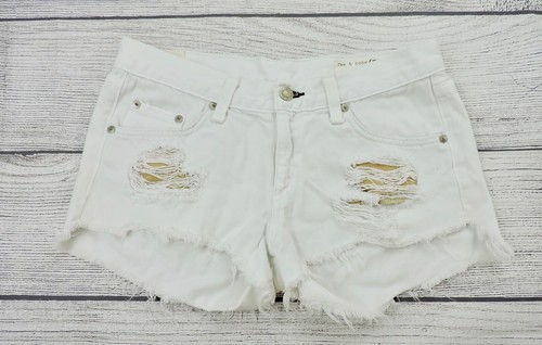 RAG & BONE Womens Sz 24 White Marin Distressed Frayed Denim Jean Shorts EXC
