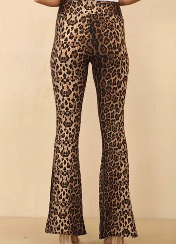 Women Animal Print brown Leggings Ladies Wide Leg Trousers Comfy Pants - Picture 3 of 3