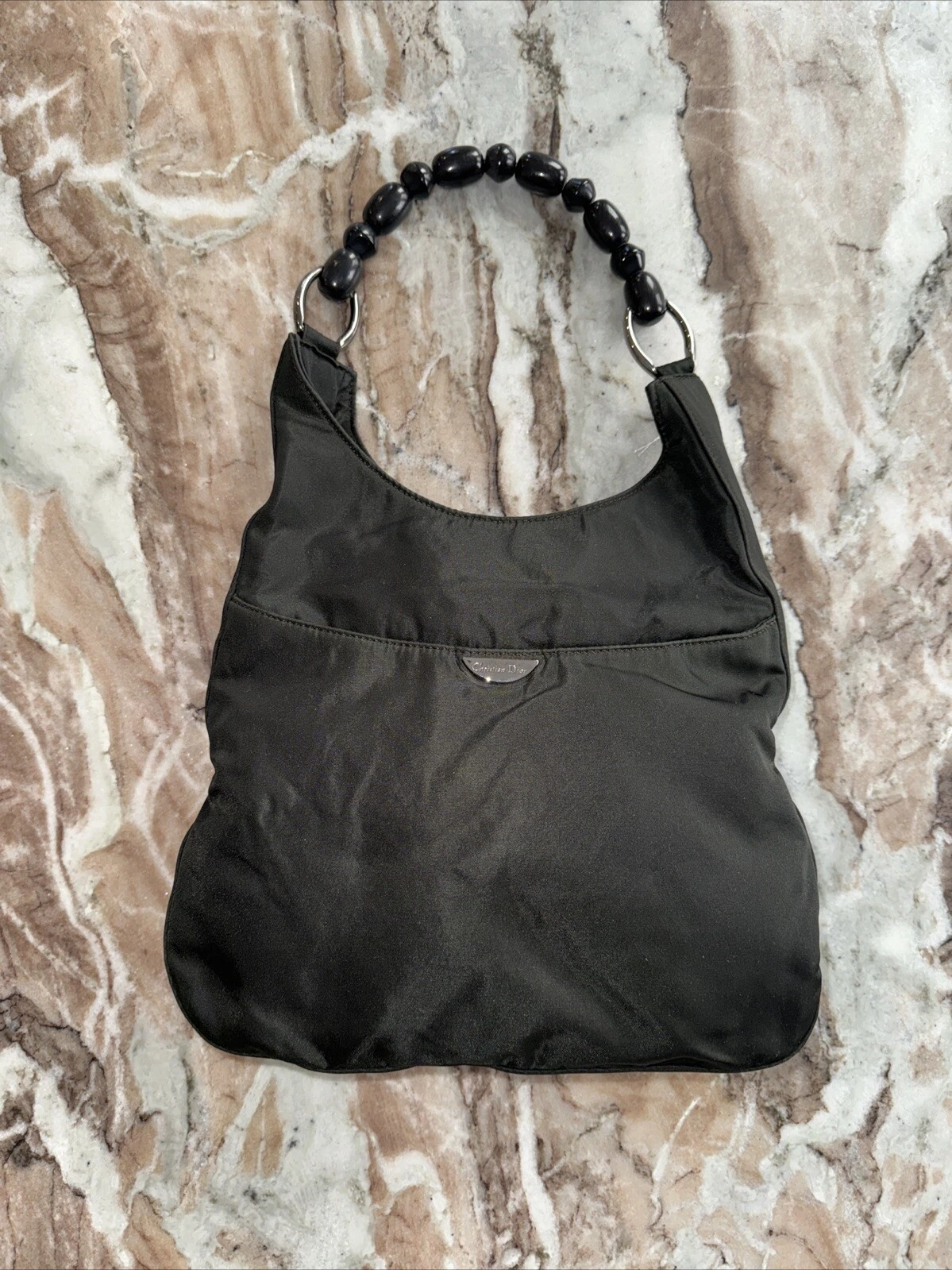 Sac Christian Dior noir en perles de nylon