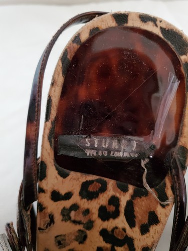 ✨️STUART WEITZMAN✨️ Brown Animal Print 2 Inch Heel Sandal Slide Wm's Sz. 9.5 🐆 - Picture 2 of 17