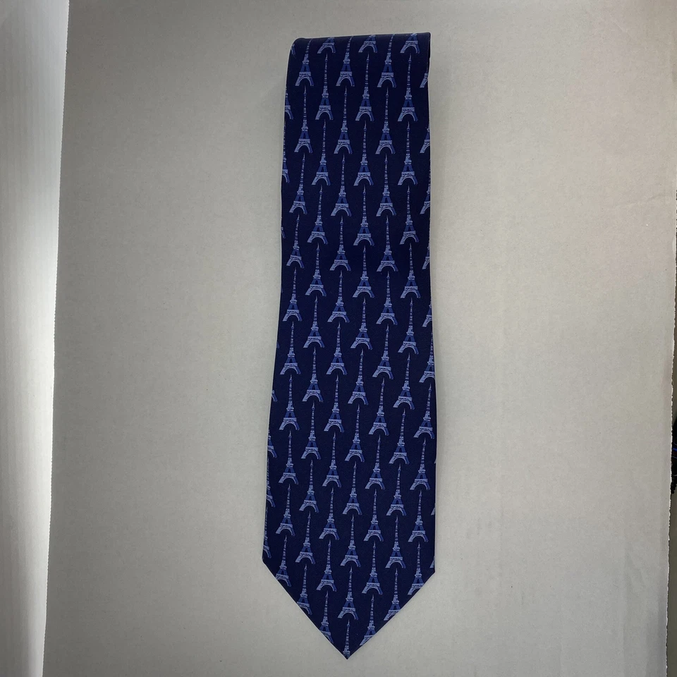 Corbata de seda azul Reflets D'Art La Tour Torre Eiffel A Paris de diseñador para hombre Foto 4 de 4
