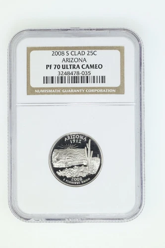 2008 S Clad Proof Arizona State Quarter - NGC PF 70 Ultra Cameo