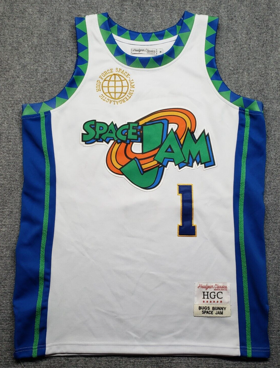 Headgear Classics Basketball Jersey Mens M White Space Jam Bugs