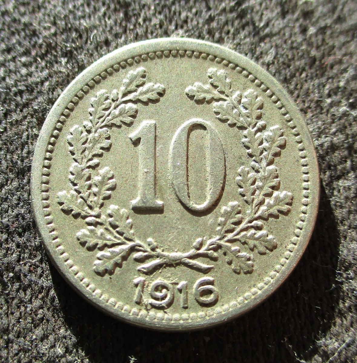 OLD COIN OF AUSTRIA-HUNGARY EMPIRE 10 HELLER 1916 WORLD WAR I