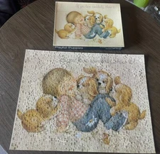 Vintage 1980 Complete Springbok Jigsaw Puzzle Boy with Playful Puppies 4121 500+