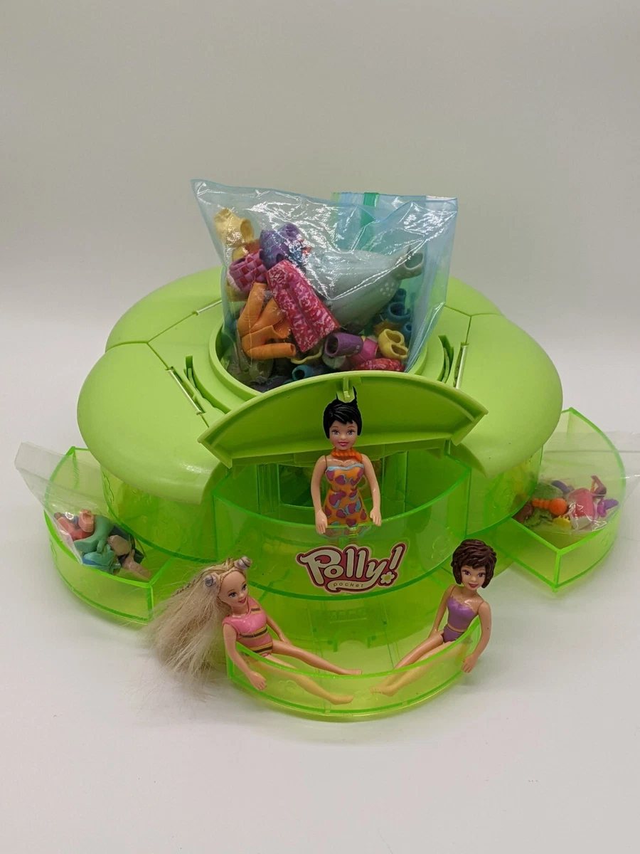 POLLY POCKET Storable Green Storage Case Accessories Clothes Shoes Dolls