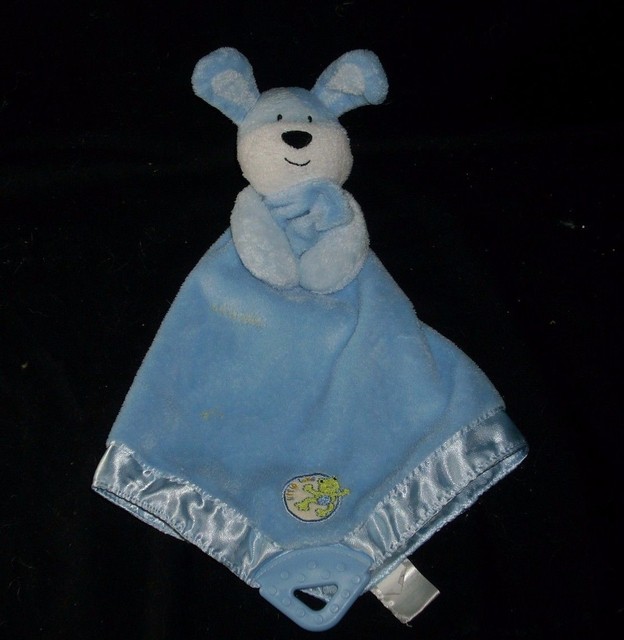 PRESTIGE BABY BLUE PUPPY DOG SECURITY BLANKET TEETHER STUFFED ANIMAL