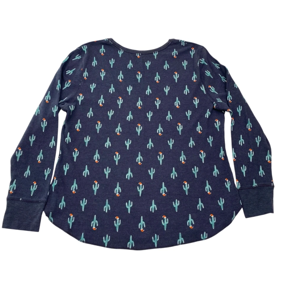 Pijama térmico tejido gofre azul marino antiguo para hombre mujer XXL azul 2 piezas vacaciones cactus Foto 3 de 4