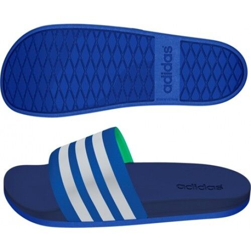 adidas slippers blue and white