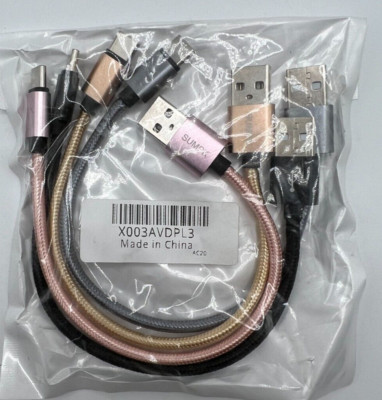Sumpk Short Micro USB Cable 4 Pack 8'' Multi Colors