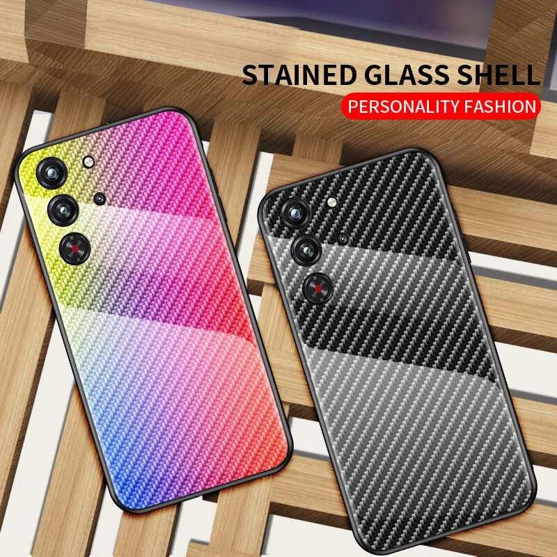For ZTE nubia Red Magic 10 Pro+ Phone Case Carbon Fiber Glass Shell Soft Cover - Image 4 of 4