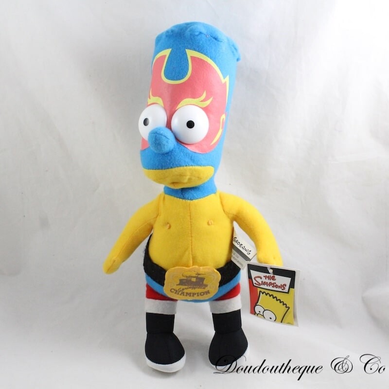 Peluche Bart Simpson Champion de catch de 32 cm, édition officielle de qualité