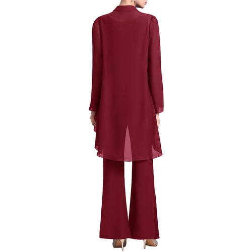 Women Dress Pant Suits Plus Size Chiffon 3 Pieces Wedding Guest Evening Outfit - Picture 50 of 73