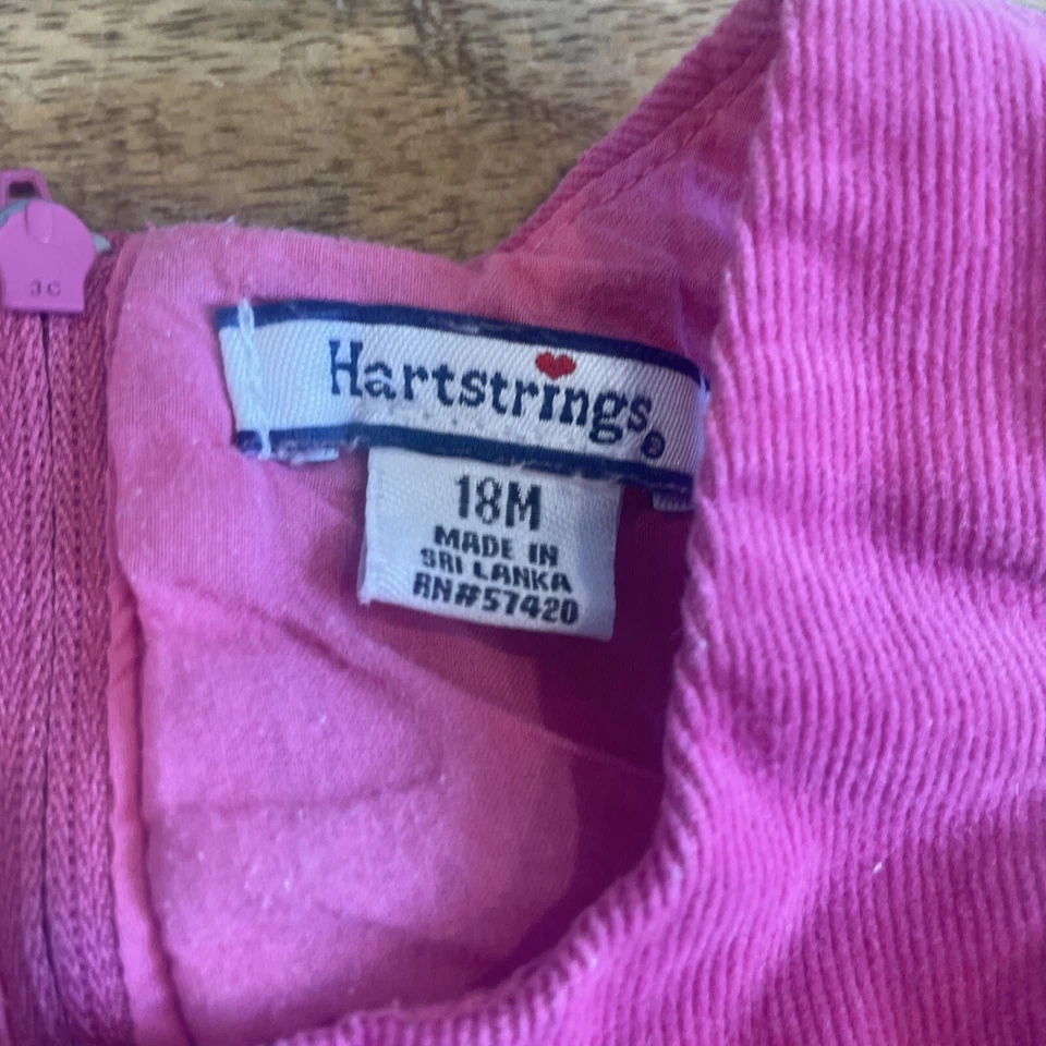 Vestido Hartstrings Bebé Niña Talla 18 Meses Rosa Pana Bordado Diamantes Foto 4 de 4