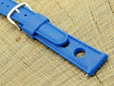 Vintage NOS Unused Blue Rubber w Silver Tone Buckle Watch Band 16mm 5/8"