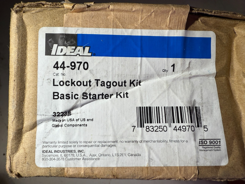 NEW Ideal 44-970 15-Pieces Basic Lockout/Tagout Kit W/ Small Zippered ...