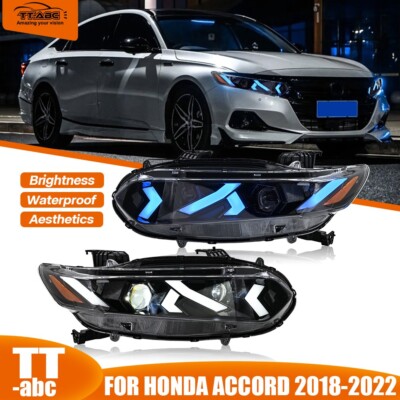 Pair LED Headlights For 10th Gen Honda Accord 2018-2022 Dynamic Sequential Turn
