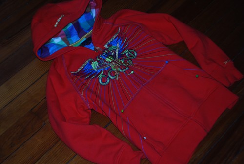 Boy's COOGI Dual Sword Orange/Gold Zip Sweatshirt Hoodie (Medium) - Picture 3 of 7