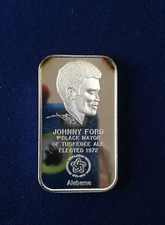 1975 World Wide Mint Johnny Ford Tuskegee Alabama WWM-9 Silver Art Bar P0922