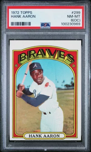 1972 TOPPS #299 HANK AARON PSA 8 OC