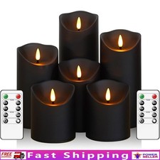 Set of 6 Flameless LED Pillar Candles W/ Remote Control Timer Home Decor New