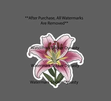 Pink Lily Sticker Waterproof Decal Flower Floral Outdoor Nature Garden Gift NEW