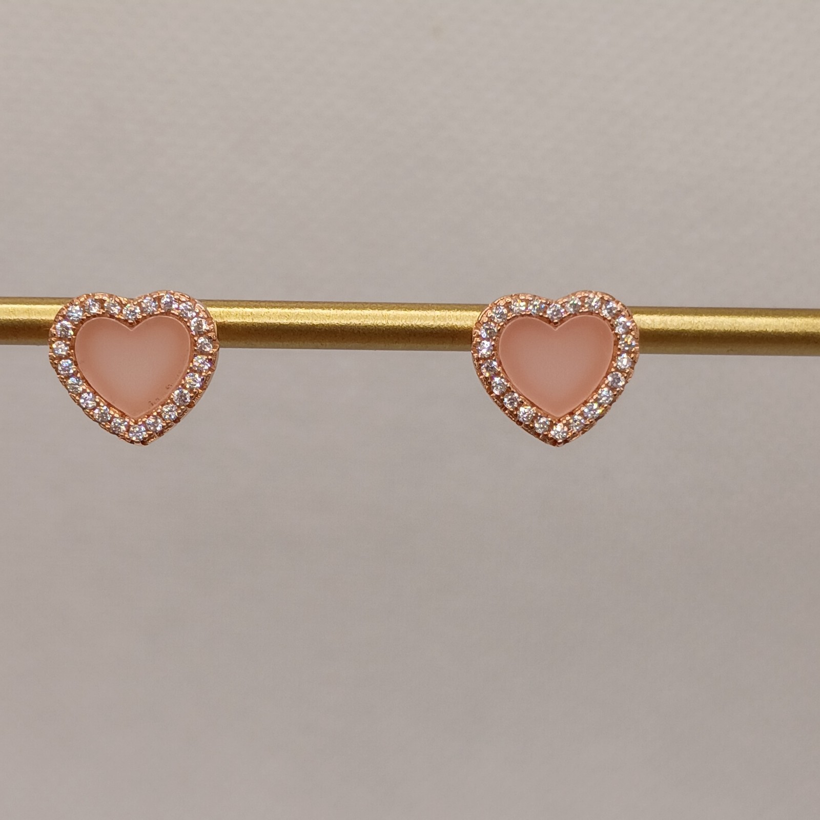925 Sterling Silver Halo Heart Stud Earrings Rose Gold Plated