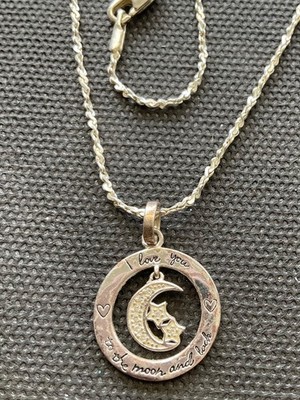 925 Sterling Silber ''I love you to the moon and back'' Anhänger Halskette