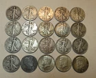 16  Walking Liberty  3 Kennedy 1 Barber 90% Silver Half Dollars $10.00 Face