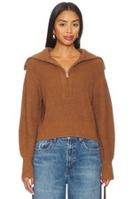 NWT Varley Maura Half Zip Rib Knit in Caramel Pecan Womens Size Large Pullover