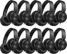 Kids Headphones Bulk 10 Pack with Microphone  3.5MM Jack, Black  Classroom Stu