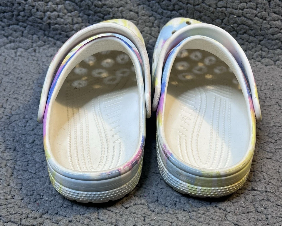 Crocs Tie Dye Clogs Girls Size 3 Blue And Yellow Slide In Shoes - Image 3 of 4