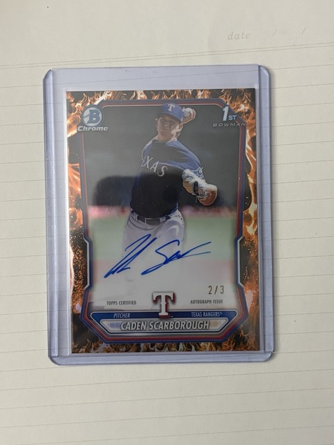 Caden Scarborough 1st Bowman Firefractor Auto /3 2026 Bowman Texas Rangers