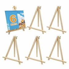 6 Pack 9 Inch Wood Easels, Tripod, Table Top 1 x 7 x 9.4 inches, Natural