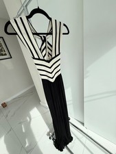 Zimmermann Black White Striped Maxi Dress Draped Open Back Designer