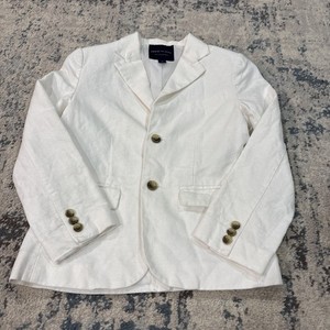 Janie And Jack Boys White Classic Style Suit Sports Jacket Linen Cotton Sz 8