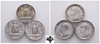 REGNO D'ITALIA 5 lire 1927 1930 LOTTO 3x monete ARGENTO Vittorio Emanuele III