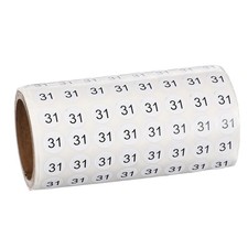 0.4" Small Round Number Stickers Roll, 1000 Pcs Circle Labels, Black Number 31